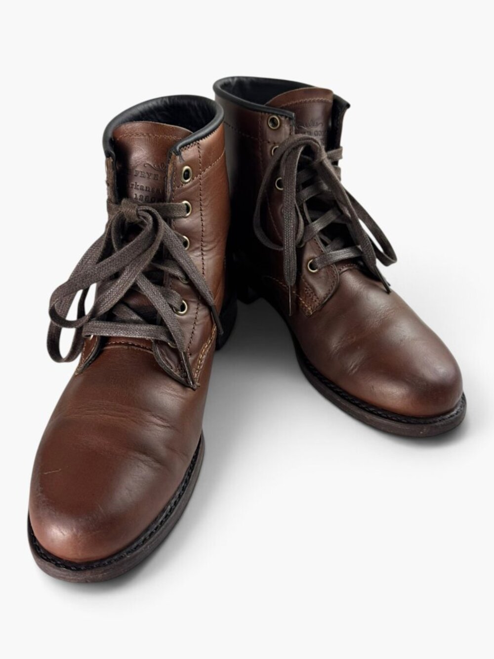 Women’s Frye Arkansas Boots Brown Leather Mid Lace-Up Vintage 8.5